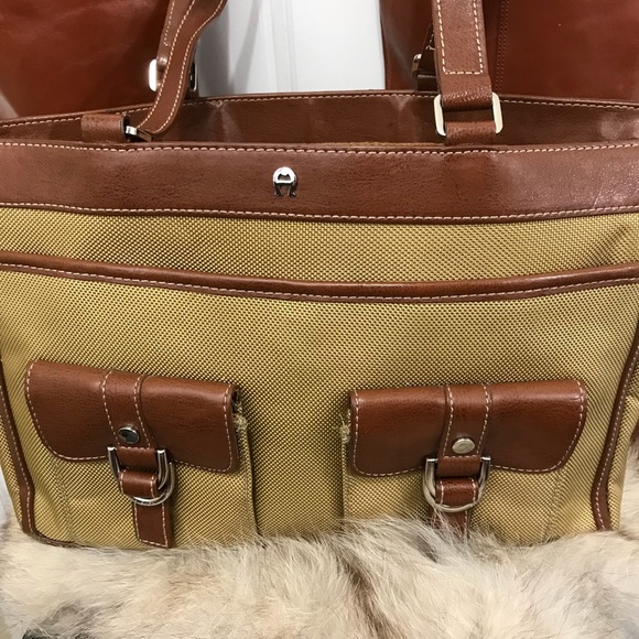 Etienne Aigner shoulder bag purse tan with brown - Picture 8 of 8